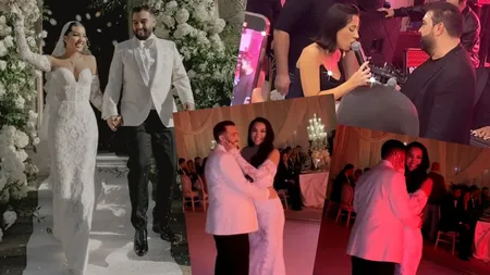 Imagini senzaționale de la nunta Larisei Udilă cu Alexandru Ogică. Momentul artistic al serii i-a ridicat pe toți invitații de pe scaune