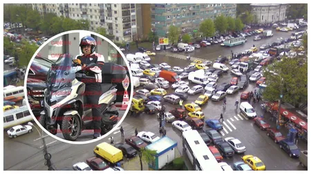 Bobiță din Las Fierbinți a găsit soluția miraculoasă pentru traficul din București. Uite cum arată Mihai Bobonete pe scuter, în geacă de piele