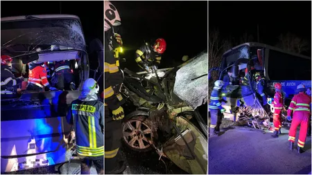 Accident grav în Alba! O mașină s-a izbit de un autocar, iar 7 oameni au fost răniți. A fost activat Planul Roșu de Intervenție