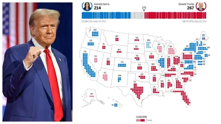 Alegeri SUA 2024. Trump câștigă două state-cheie și pare că se îndreaptă spre victorie. NY Times îi dă 90 la sută șanse să câștige