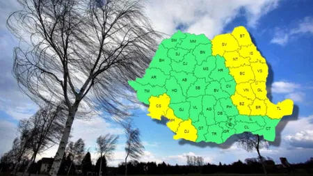 Alertă meteo! Cod galben până duminică dimineață. Care sunt zonele afectate!