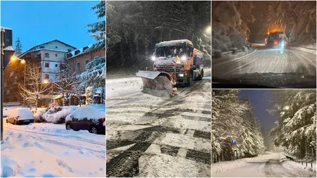 Ciclonul Pauline ajunge în România. Circulație blocată pe mai multe drumuri din cauza ninsorilor viscolite. Probleme și pe calea ferată