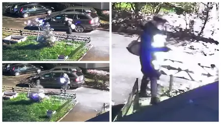 VIDEO Grinch à la Cluj! Un tânăr a furat instalațiile de pe brazii din fața unui bloc și a fugit cu tot cu spiritul Crăciunului