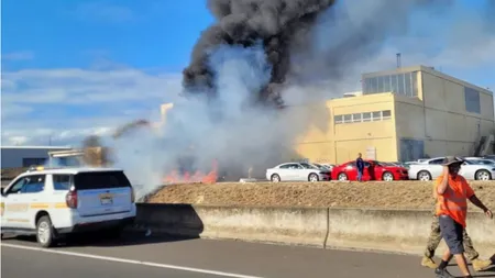 Avion prăbuşit, a luat foc la impactul cu solul. O cameră de bord a filmat tragedia