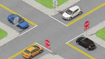Test rutier. Doar cei mai experimentați șoferi știu care este prima mașină care va trece prin intersecție