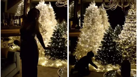Anna Lesko și-a decorat sufrageria cu 5 brazi de Crăciun. Artista nu a pus niciun glob: 