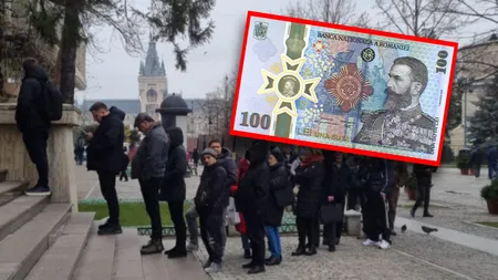 Coadă interminabilă la o sucursală BNR. Zeci de români au mers să cumpere bancnota aniversară dedicată regelui Carol I