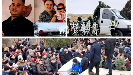 Imagini cutremurătoare de la înmormântarea familiei care a murit în accidentul din doua zi de Crăciun. Un sat întreg i-a plâns pe Sofia și pe părinții ei