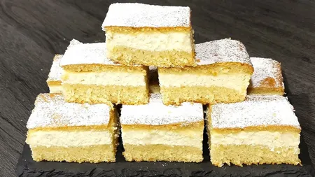 Prăjitură turnată cu brânză dulce de vaci. Rețeta delicioasă o poate prepara oricine și vei impresiona pe cei dragi