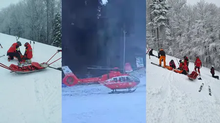 Accidente grave pe pârtii în vacanța de iarnă. Copil căzut de la înălțime după ce cablul de la teleschi s-a rupt, femeie cu traumatism la coloană după ce a fost lovită de sanie, turist ”zburat” cu sania printr-un gard de sârmă la Predeal