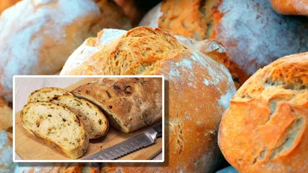 Paine de casă cu ceapă prajită. Se face ușor și e un deliciu