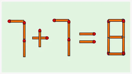 Test de inteligență pentru cele mai agere minți. Mutați un singur băț de chibrit pentru a corecta ecuația 7+7=8