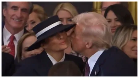 VIDEO Donald Trump nu a putut să o sărute pe Melania Trump din cauza pălăriei. Moment stânjenitor pentru președintele american