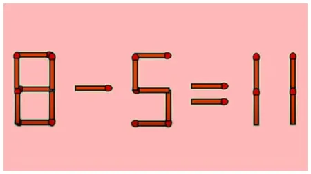 Test IQ cu chibrituri pentru persoanele cu adevărat geniale. Mută un singur chibrit pentru a rezolva ecuația 8 – 5 = 11