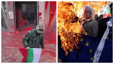 VIDEO Extremiștii bulgari au incendiat reprezentanța UE în Sofia. Protestează faţă de adoptarea monedei Euro