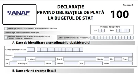 Noi impozite și obligații fiscale în formularul 100. Descarcă aici declarația de la ANAF