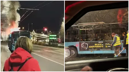 Un autobuz Otokar a luat foc în Capitală. Pompierii au intervenit de urgență