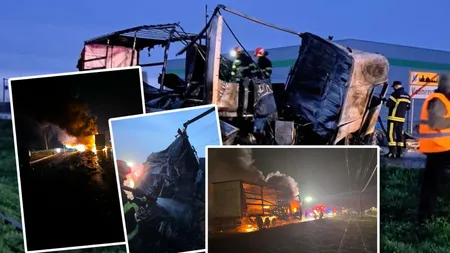 Accident pe DN7, în județul Arad. Două autocamioane s-au ciocnit, doi șoferi au murit