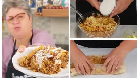 Rețeta de plăcintă creață a Ginei Bradea. Cum sunt împăturite foile și ce ingrediente folosește