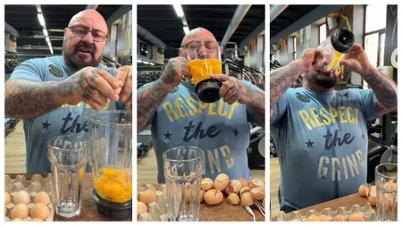 Doamne, ce animal e Sandu Lungu! Luptătorul de MMA a băut fără răsuflare 30 de ouă crude! Imagini ireale cu monstrul de aproape 170 de kilograme! VIDEO