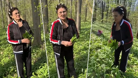 Irina Loghin, la cules de leurdă în Pădurea Băneasa: 