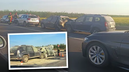 Carambol cu CINCI mașini pe Autostrada A1, în a doua zi de Paște. Opt persoane au fost implicate în accidentul rutier. În trei luni, 240 de decese în accidente rutiere