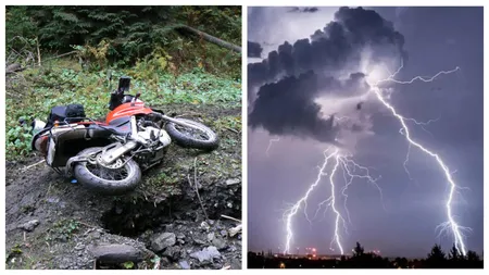 Un motociclist din Alba a fost lovit de FULGER în mers. A fost găsit în stop cardio-respirator și resuscitat la timp