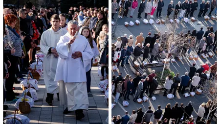 Mii de credincioși au participat la sfințirea bucatelor de Paște, la Miercurea Ciuc. S-a cântat imnul Ungariei și pe cel secuiesc