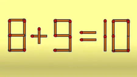 Test IQ pentru minți sclipitoare! Rezolvă ecuația 8+9=10 mutând un singur băț de chibrit
