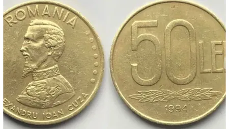 Suma uriașă cu care se vinde astăzi moneda de 50 de lei din anii ’90. Colecționarii plătesc o mică avere pe ea