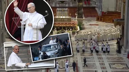 Papa Leon al XIV-lea, cu papamobilul prin Piaţa Sf. Petru înainte de slujba inaugurală a pontificatului său. JD Vance, Volodimir Zelenski şi Ursula von der Leyen, prezenți la ceremonie