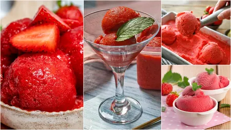 Rețeta care îți va încânta papilele gustative! Sorbet de căpșuni cu scorțișoară și lămâie, un adevărat deliciu
