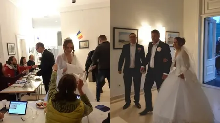 De la nuntă, direct la secția de vot. Mirele și mireasa au ales să voteze, înainte să petreacă