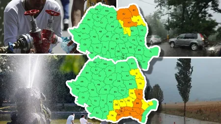 Vremea la extreme în România. Cod portocaliu de caniculă în sud-est, potop în zonele deja inundate din nord-est