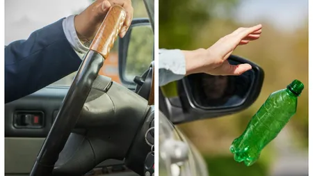 Amenzi de până la 18.000 de euro pentru șoferii care aruncă șervețele, mucuri de țigară sau sticle de plastic din mașină
