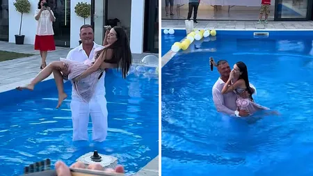 VIDEO Georgiana Lobonț, luată în brațe și aruncată în piscină în timp ce cânta: ”Îmi pare îndrăgostit domnul”