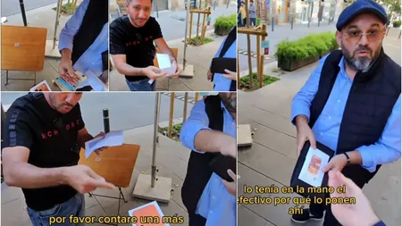 VIDEO Șmenul anului 2025! Cum încearcă doi români versați să prostească un spaniol să le vândă un Iphone 17 Pro Max fără să îi dea banii! Îi numără 1.400 de euro în fața lui, apoi îi bagă în plic… Ce urmează e “magie” curată