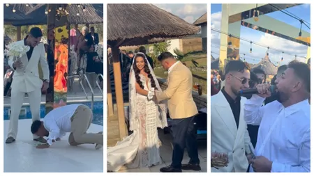 VIDEO Moment spectaculos la nunta lui Tony One, fiul lui Costel Biju! Celebrul manelist i-a pupat picioarele fiului său