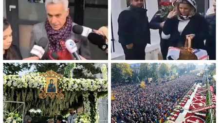 Cristela şi Călin Georgescu s-au rugat la moaştele Cuvioasei Parascheva. Baie de mulţimela Iaşi: 