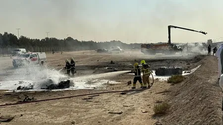 Avion prăbușit în Dubai. Primele imagini cu momentul accidentului VIDEO