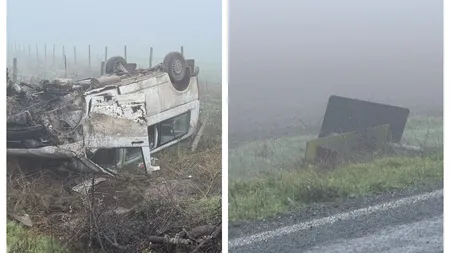 Microbuz plin cu pasageri, răsturnat în județul Constanța. Medicii au sosit de urgență la fața locului