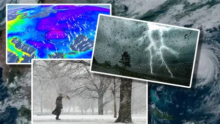 Prognoza meteo. Un ciclon polar aduce în România furtuni electrice, ploi torenţiale şi precipitaţii mixte la munte