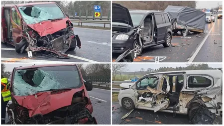 Accident grav pe autostradă, în Ungaria. Doi șoferi spulberați de un microbuz înmatriculat în România. Firul tragediei înainte de Crăciun VIDEO