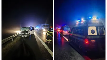 Accident cu 12 persoane pe autostradă, în Sibiu. A fost activat Planul Roșu de intervenție