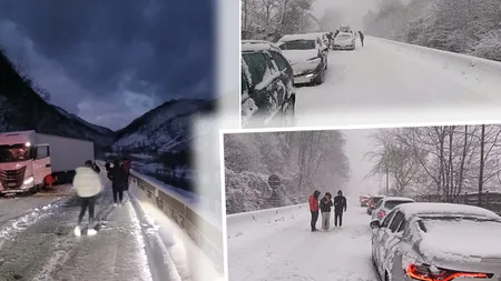 Blocaj pe Valea Oltului. Un TIR a derapat, iar echipajele de poliție au intervenit de urgență. FOTO