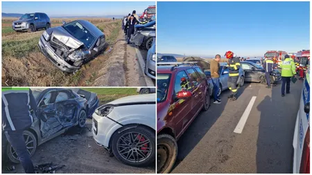 Carambol cu 7 mașini în județul Covasna. 17 victime, printre care și minori. Operațiune amplă de salvare la fața locului