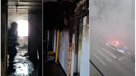 Clipe dramatice înainte de Crăciun. Explozie puternică urmată de incendiu într-un bloc din Focșani, mai mulți oameni arși