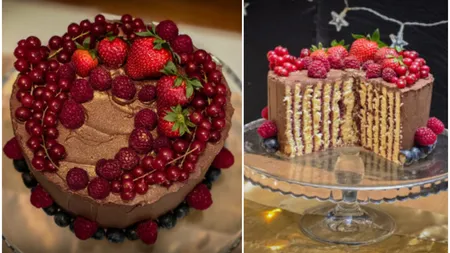 Tort cu piure de fructe roșii și cremă de ciocolată. Adi Hădean a dezvăluit rețeta: 