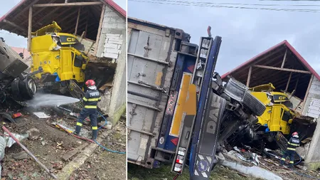 Accident teribil. Un TIR a intrat într-o casă din Bacău, imagini şocante/ O şoferiţă a părăsit locul accidentului pentru a nu rata programarea la coafor