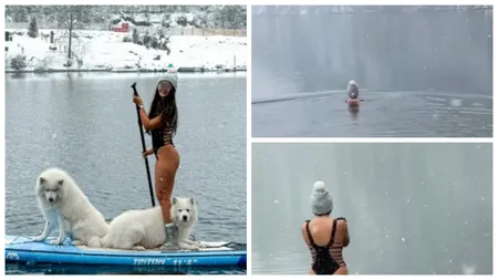 O tânără a încins atmosfera în Cluj, chiar dacă termometrele arată minus. Și-a pus costumul de baie și a intrat în lacul Tarnița iarna: „Nu pot să cred că am făcut asta”